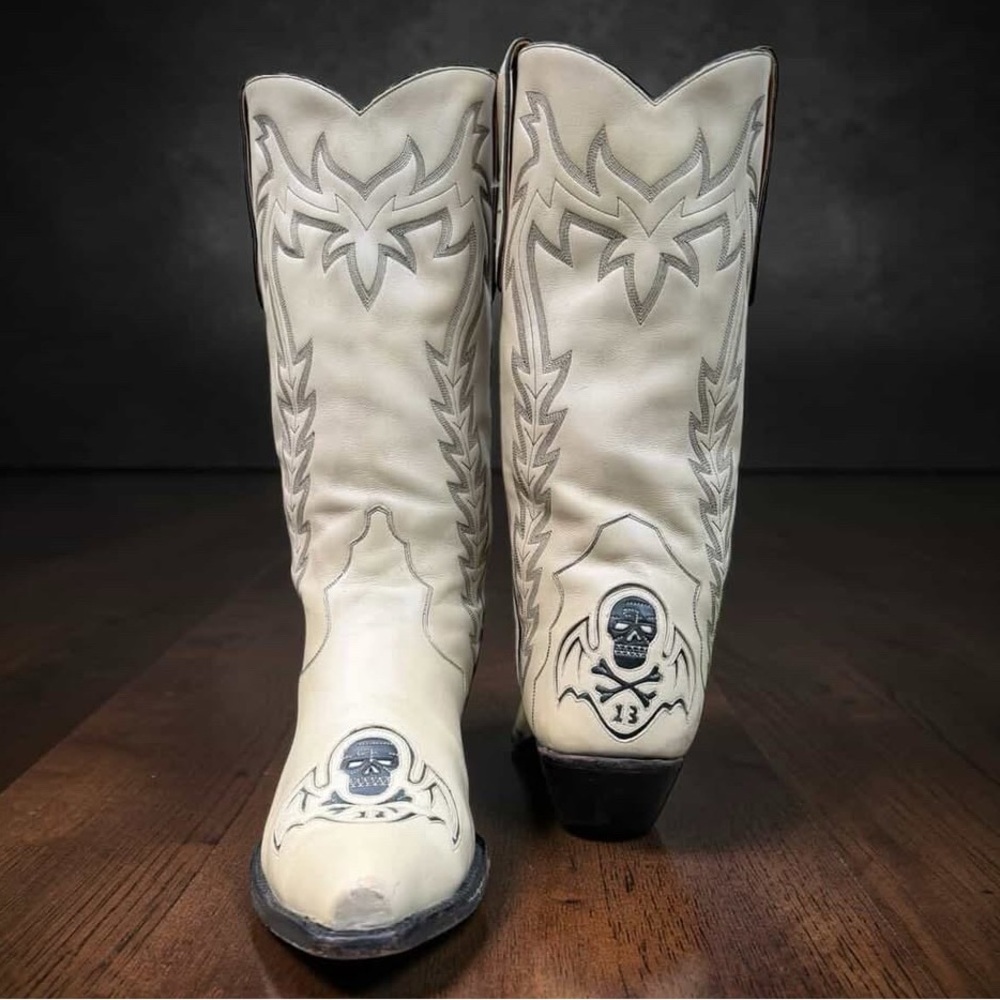 1990s Liberty “Killaz” Skull Inlay Boots — Women’s 10.5 B Vintage Cowboy Boots
